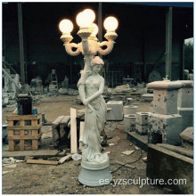 Escultura de lámpara de señora de mármol de gran tamaño